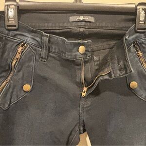 7 For All Mankind Women's Dark Blue Zipper Detail Jeans